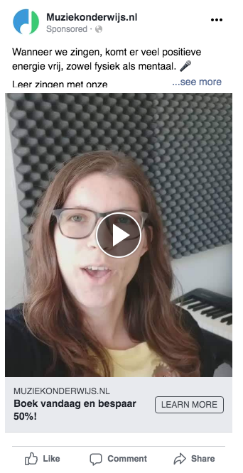 example of Facebook ad for music teachers